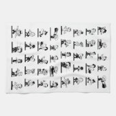  cartoon retro zwarte en witte strips theedoek (Horizontaal)