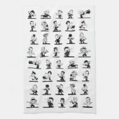  cartoon retro zwarte en witte strips theedoek (Verticaal)