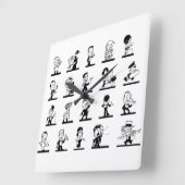  cartoon retro zwarte en witte strips vierkante klok (Hoek)