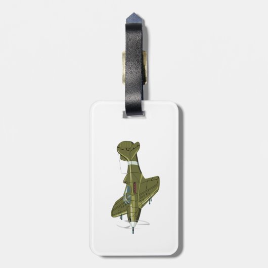 Cartoon retrorevliegtuig bagagelabel (Achterkant verticaal)