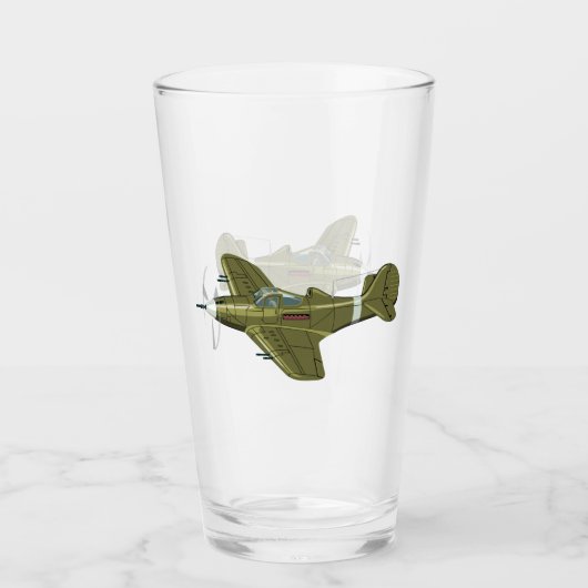Cartoon retrorevliegtuig glas (Voorkant)