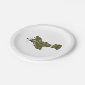 Cartoon retrorevliegtuig papieren bordje (Gekanteld)