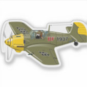 Cartoon retrorevliegtuig sticker (Voorkant)