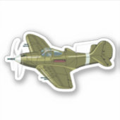 Cartoon retrorevliegtuig sticker (Voorkant)