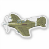 Cartoon retrorevliegtuig sticker (Voorkant)