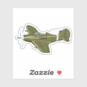 Cartoon retrorevliegtuig sticker (Vel)