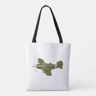 Cartoon retrorevliegtuig tote bag