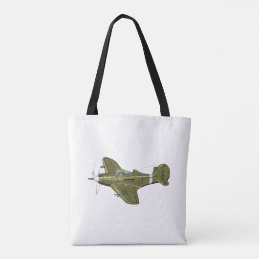 Cartoon retrorevliegtuig tote bag (Achterkant)