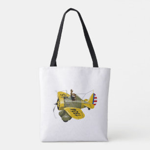 Cartoon retrorevliegtuig tote bag