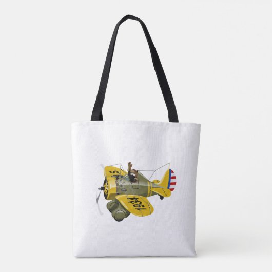 Cartoon retrorevliegtuig tote bag (Achterkant)