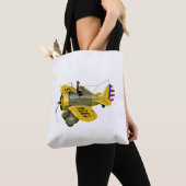 Cartoon retrorevliegtuig tote bag (Dichtbij)