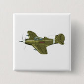 Cartoon retrorevliegtuig vierkante button 5,1 cm (Voorkant)