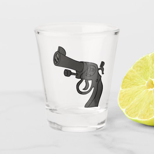 Cartoon Revolver Shot Glas (Voorkant)