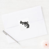 Cartoon Revolver Sleutelhanger Vierkante Sticker (Envelop)