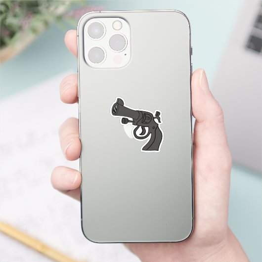 Cartoon Revolver Sticker (Telefoon)