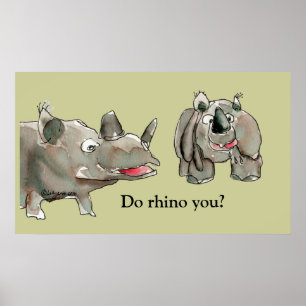 Cartoon Rhino - Aangepast Poster afdrukken
