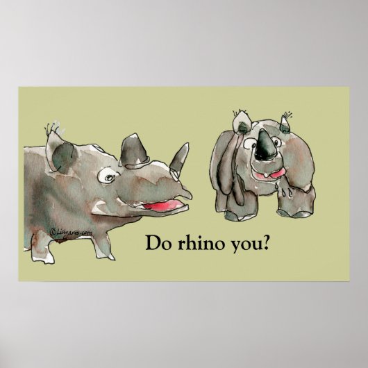 Cartoon Rhino - Aangepast Poster afdrukken (Voorkant)