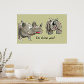 Cartoon Rhino - Aangepast Poster afdrukken (Keuken)