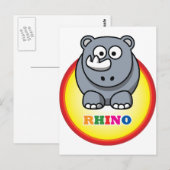 Cartoon Rhino Briefkaart (Voorkant / Achterkant)