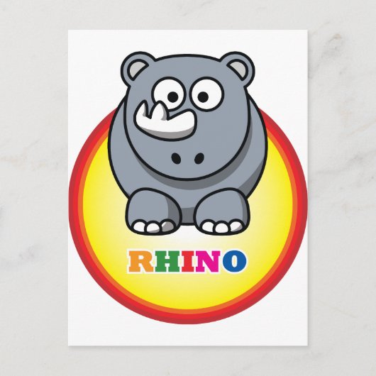 Cartoon Rhino Briefkaart (Voorkant)