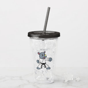 Cartoon rhino kung fu cartoon acryl drinkbeker