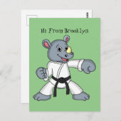 Cartoon rhino kung fu cartoon briefkaart (Voorkant / Achterkant)