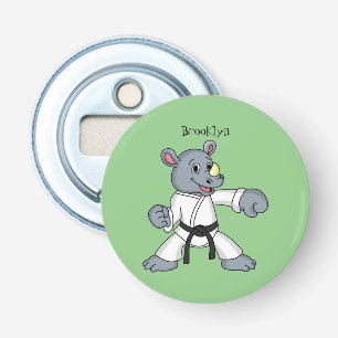 Cartoon rhino kung fu cartoon button flesopener