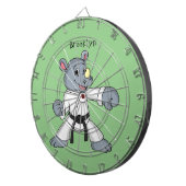 Cartoon rhino kung fu cartoon dartbord (Voorkant Rechts)