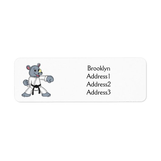 Cartoon rhino kung fu cartoon etiket (Voorkant)