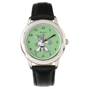 Cartoon rhino kung fu cartoon horloge