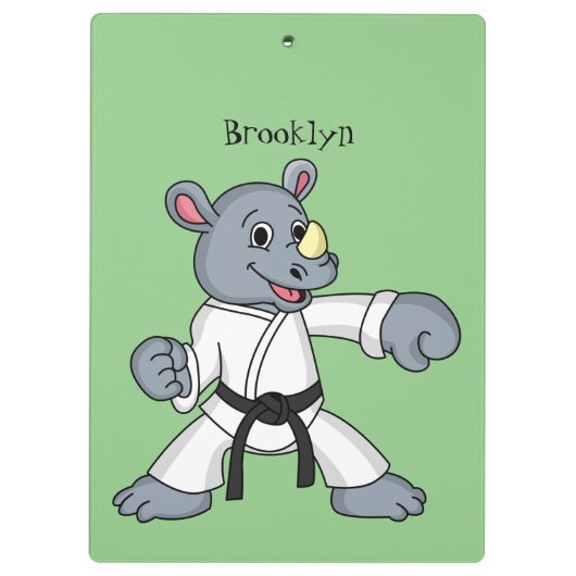 Cartoon rhino kung fu cartoon klembord (Achterkant)