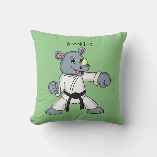 Cartoon rhino kung fu cartoon kussen (Voorkant)