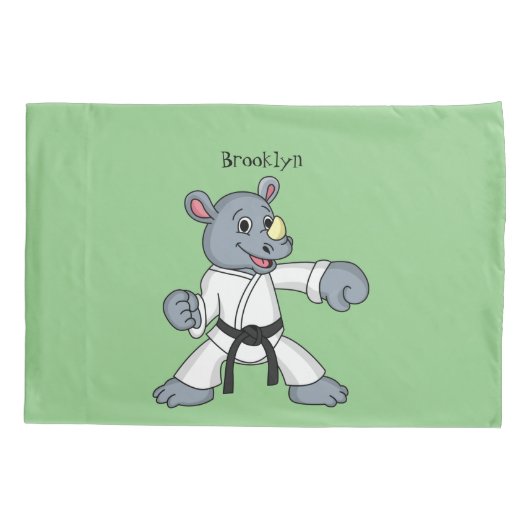 Cartoon rhino kung fu cartoon kussensloop (Achterkant)