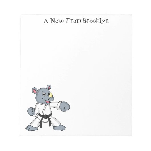 Cartoon rhino kung fu cartoon notitieblok (Voorkant)