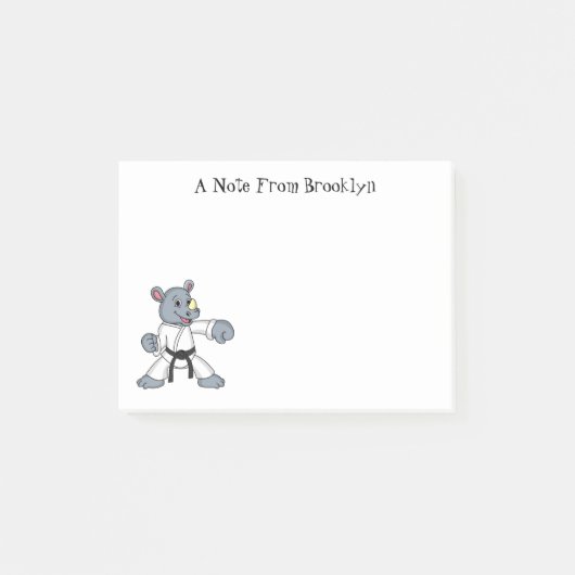 Cartoon rhino kung fu cartoon post-it® notes (Voorkant)