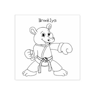 Cartoon rhino kung fu cartoon rubberstempel