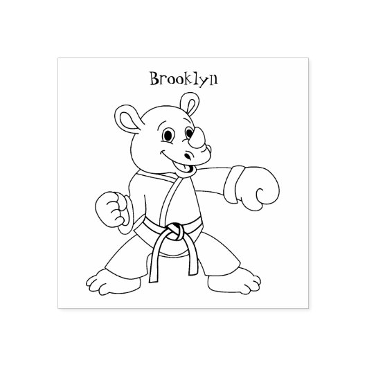 Cartoon rhino kung fu cartoon rubberstempel (Afrduk)