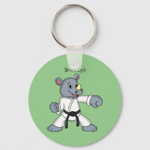 Cartoon rhino kung fu cartoon sleutelhanger