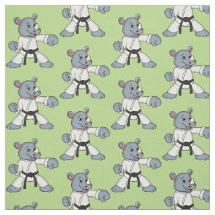 Cartoon rhino kung fu cartoon stof