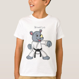 Cartoon rhino kung fu cartoon t-shirt