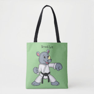 Cartoon rhino kung fu cartoon tote bag