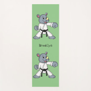 Cartoon rhino kung fu cartoon yogamat