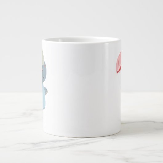 Cartoon Rhino met Umbrella op Mok Unicycle Jumbo (Voorkant)