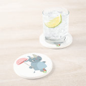 Cartoon Rhino met Umbrella op Onderzetter van Unic (Zijkant)