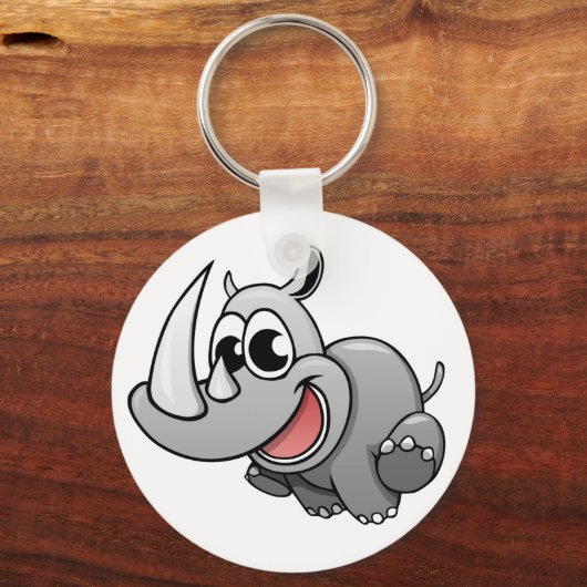 Cartoon Rhino Sleutelhanger (Voorkant)