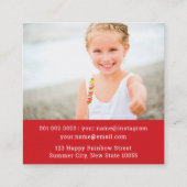 Cartoon Rhinoceros Kind Profiel Foto Roepkaart Vierkante Visitekaartje (Achterkant)