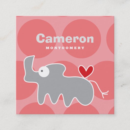 Cartoon Rhinoceros Kind Profiel Foto Roepkaart Vierkante Visitekaartje (Voorkant)