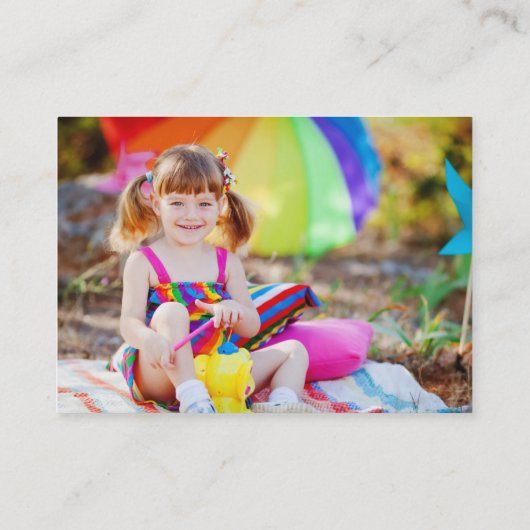 Cartoon Rhinoceros Kind Profiel Foto Roepkaart Visitekaartje (Achterkant)