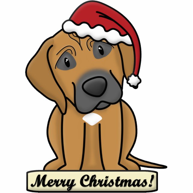 Cartoon Rhodezische kerstversiering Ridgeback Fotobeeldje Ornament (Voorkant)