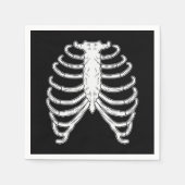 Cartoon Rib Cage Botten Halloween Zwart en Wit Servet (Voorkant)